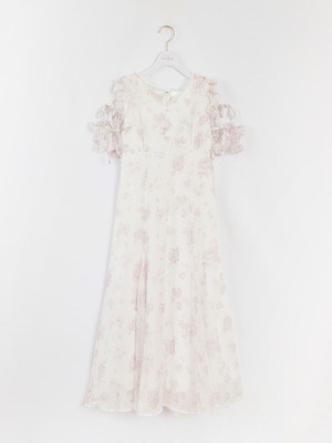 花柄フリルフレアワンピース