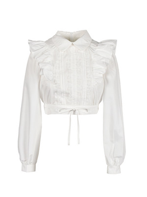 Ruffle Cropped Collar Blouse