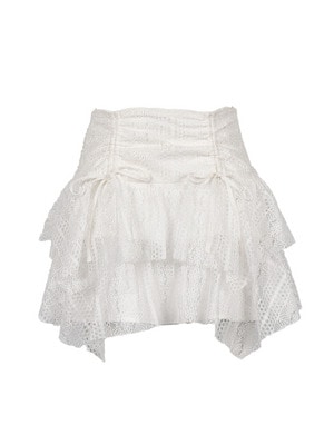 Asymmetry Ribbon Lace Skirt