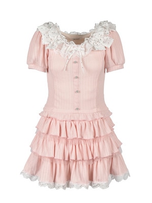 Ribbon Tiered Mini Skirt Set