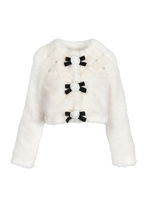 Rose Ribbon Bijou Fur Short Coat
