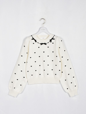 ハート刺繍リボンニット