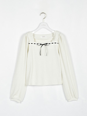 レースリボンリブトップス