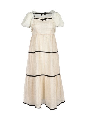 Bicolor Ribbon Onepiece*Cardigan Set