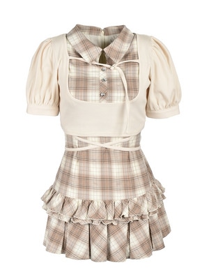 Cross Ribbon Hem Pleats Onepiece